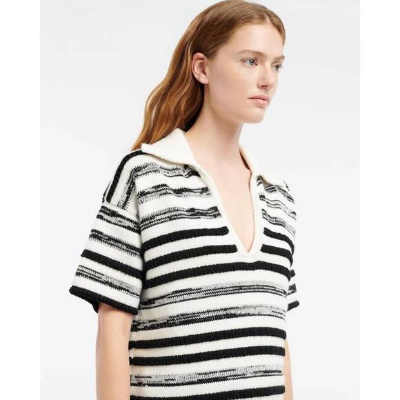 Barrie Chanel Cotton Cashmere Polo Top in Niveous Black XS - Picture 2 of 5